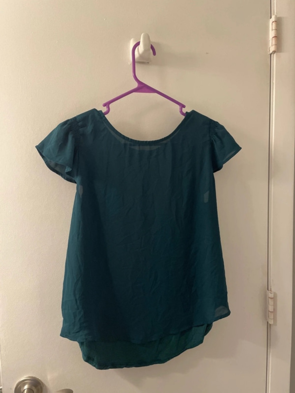 Papermoon Teal Short Sleeve Flutter Blouse